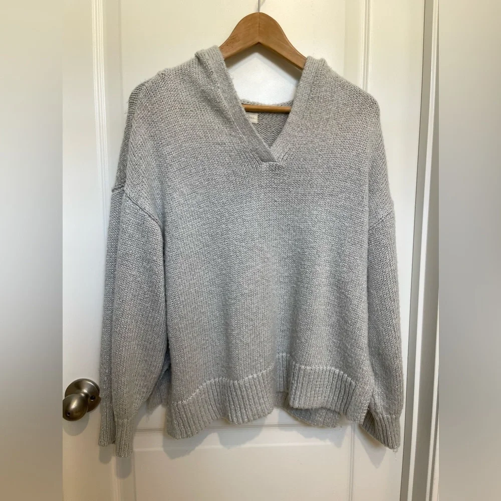 Metallic Silver Hoodie Sweater.